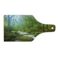 thumbnail image 2 of Woodland Cutting Board, Forest Scene at Golitha Falls Nature Reserve on the River Fowey Cornwall England, Tempered Glass Cutting and Serving Board, Wine Bottle Shape, Green Brown, by Ambesonne, 2 of 5