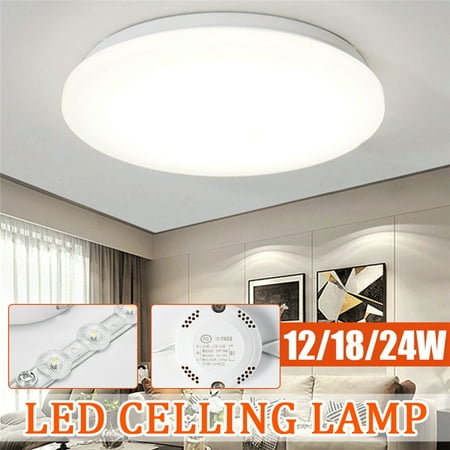 White - Art Modern LED Ceiling Light Fixture Chandeliers Round Surface Mount Kitchen Bedroom Living Room Lamp Home Lighting - 12/18/24W