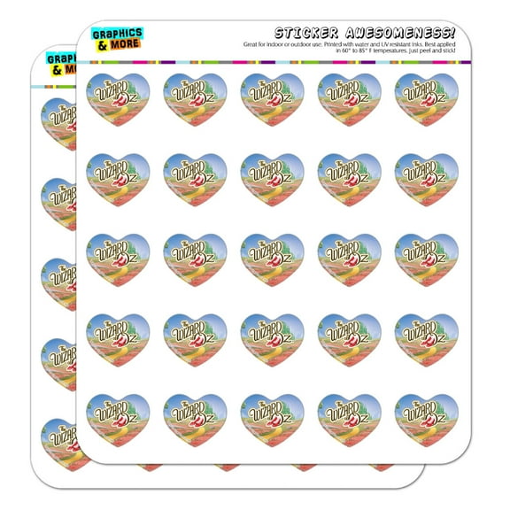 The Wizard of Oz Ruby Slippers Logo Heart Shaped Planner Calendar Scrapbook Craft Stickers