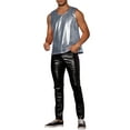 thumbnail image 2 of INSPIRE CHIC Metallic Tank Top for Men's Round Neck Shiny Disco Party Sleeveless Vest XL Gray, 2 of 6