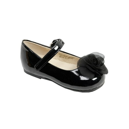 Black Patent Mary Jane Shoes - Pazitos Girls Black Patent Silk Rose Accent Mary Jane Shoes