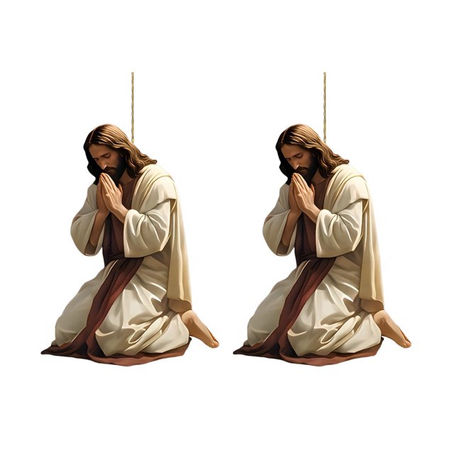 Visland 2D Acrylic Jesus Christ Ornament Car Rearview Mirror Hanging Decor Auto Interior Religious Gift for Christian Retro Faith Accessories