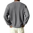 thumbnail image 5 of Nokdvo Men's Waffle Knit Long Sleeve Shirt Sherpa Quarter Button Up Henley Casual Pullover Top Fall Winter Textured Knit Solid Color Loose Sweatshirt,Gray M, 5 of 9