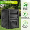thumbnail image 3 of LINJH Large Garden Compost Bin, 80 Gallon (300L) Outdoor Composter Tumbler from BPA-Free Material for Fast Creation of Fertile Soil, Lightweight, Easy Assembly and Kitchen Waste Composting, 3 of 7