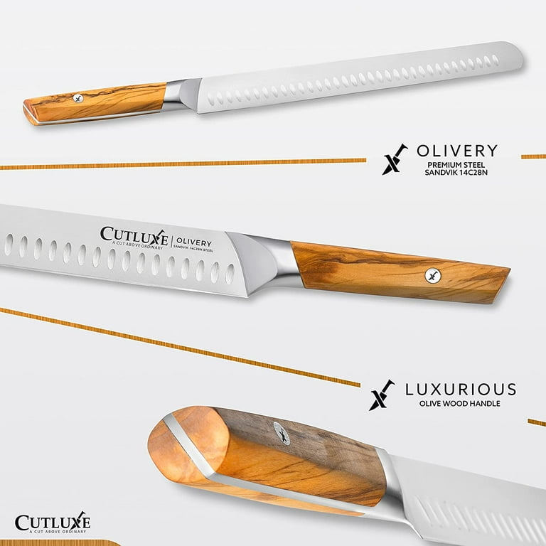 CUTLUXE Slicing Carving Knife – 12 Brisket Knife, Razor Sharp Meat and BBQ  Knife – High Carbon German Steel – Artisan Series 