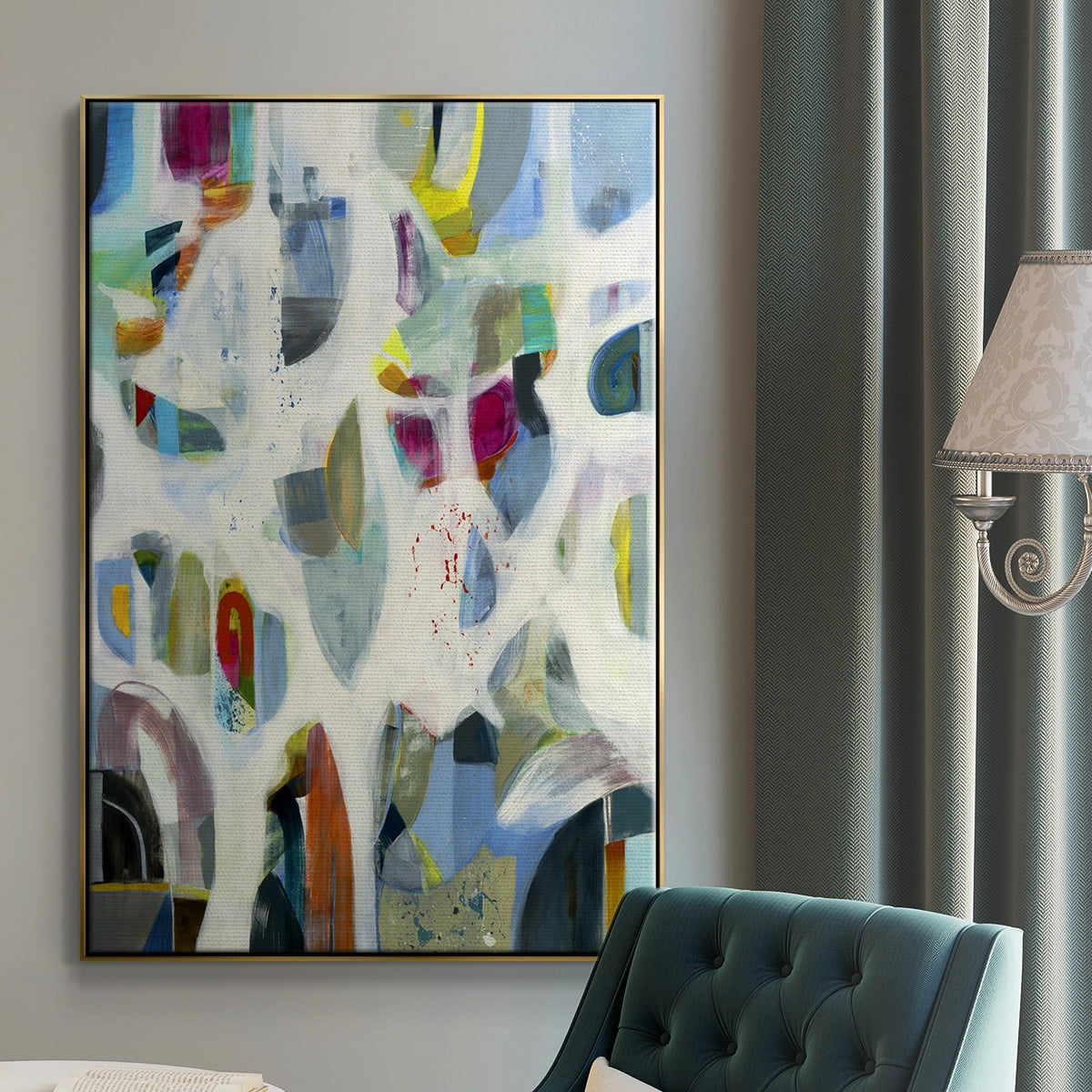 Interaction Framed Premium Gallery Wrapped Canvas - Ready to Hang - 25 x 37 - Gold Floating Frame
