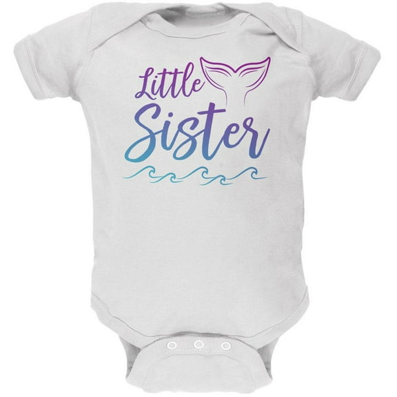 Little Sister Mermaid Tail Ocean Soft Baby One Piece White 9-12 M