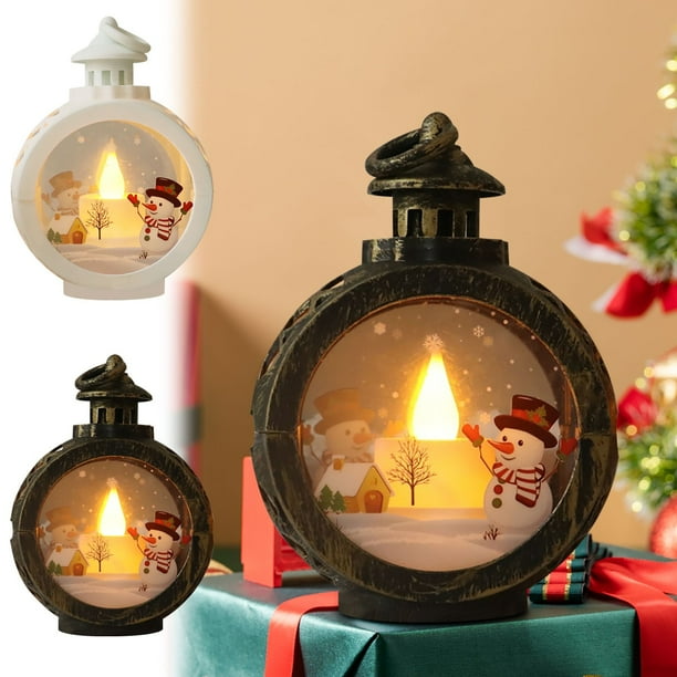Xihbxyly Luces Led Navideñas, Diseño Vintage de Velas, Lámpara Colgante Circular, Decoración Festiva, Acogedor Escaparate, Decoración Portátil, Perfecta para Reuniones Navideñas, Juego de 1 Pieza
