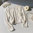 thumbnail image 4 of UACY Girls' Ribbed Knit Cardigan Long Sleeve Button down Lightweight Sweater Toddler Knitwear Button Closure Ruffled Outwear Tops, 4 of 6
