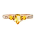thumbnail image 2 of Dazzlingrock Collection 7X5MM Pear Citrine & Round White Diamond 3 Stone Teardrop Engagement Ring for Women (0.10 ctw, Color I-J, Clarity I1-I2) in 18K Rose Gold, Size 4, 2 of 4