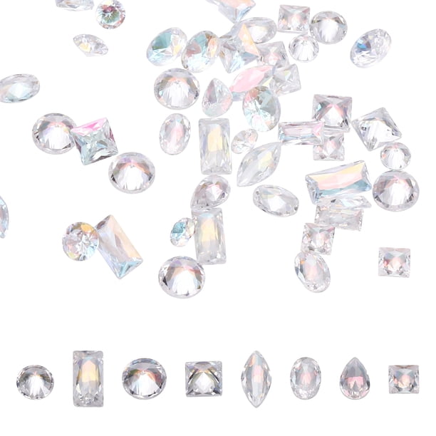 Uxcell 50 piezas de brillantes de zirconio brillantes de 2-4 mm, diamantes mini para arte de uñas, gemas de cristal 3D de fondo plano