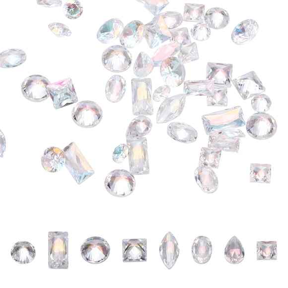 Uxcell 50 piezas de brillantes de zirconio brillantes de 2-4 mm, diamantes mini para arte de uñas, gemas de cristal 3D de fondo plano