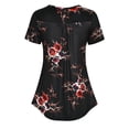 thumbnail image 6 of GRNSHTS Women's Floral Print Short Sleeve Irregular Blouses Shirts Tops, 6 of 6