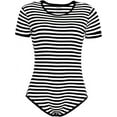 thumbnail image 5 of CutiePlusU Cotton Button Crotch Romper Onesie Pajamas Bodysuit Classics Stripe Black XXXXL, 5 of 5