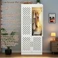 thumbnail image 4 of ChVans Armoire Wardrobe Closet with 3 Woven Doors & Sensor Light, 75.6''H Armoire Storage Cabinet with Mirror, Cabinet, Hanging Rod, Freestanding Wooden Closet for Bedroom, 4 of 8