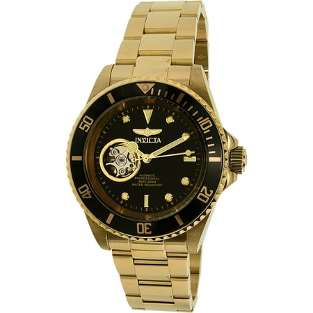 Invicta 20436 Men's Pro Diver Black Dial Yellow Gold Steel Bracelet Automatic Dive Watch