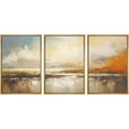 thumbnail image 2 of PixonSign Framed Canvas Print Wall Art Set Sunset Over Autumn Lake Watercolor Pastel Landscape Nature Wilderness Illustrations Modern Art Decorative Rustic Calm Colorful - 16"x24"x3 Natural, 2 of 5