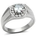 thumbnail image 1 of Men High Polished Stainless Steel Ring with AAA Grade CZ in Clear - Size 10, 1 of 1