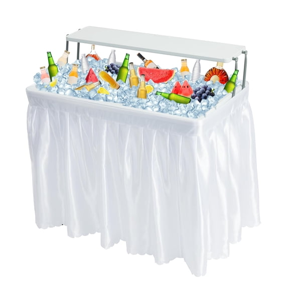 Real Relax Two-Tier Portable Cooler Table, Fill and Chill Desk for Food Drink
