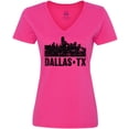 thumbnail image 3 of Inktastic Dallas Texas City Skyline with Grunge Women's V-Neck T-Shirt, 3 of 5