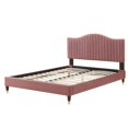 thumbnail image 3 of Tufted Platform Bed Frame, King Size, Velvet, Pink, Modern Contemporary Urban Design, Bedroom Master Guest Suite, 3 of 10