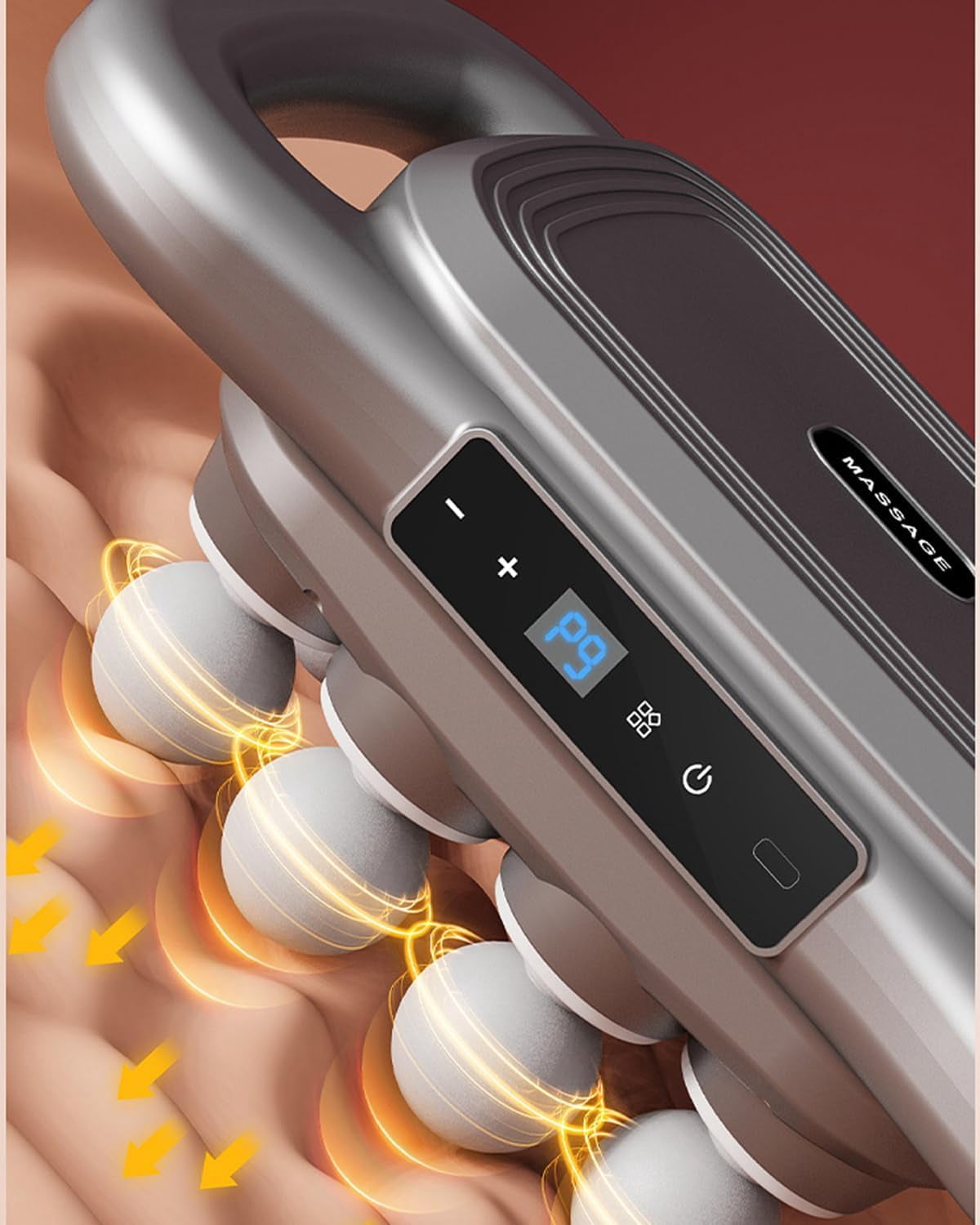 Electric Back Massager with Heat and Compression, 8 Heads Deep Tissue Massage Gun for Pain Relief