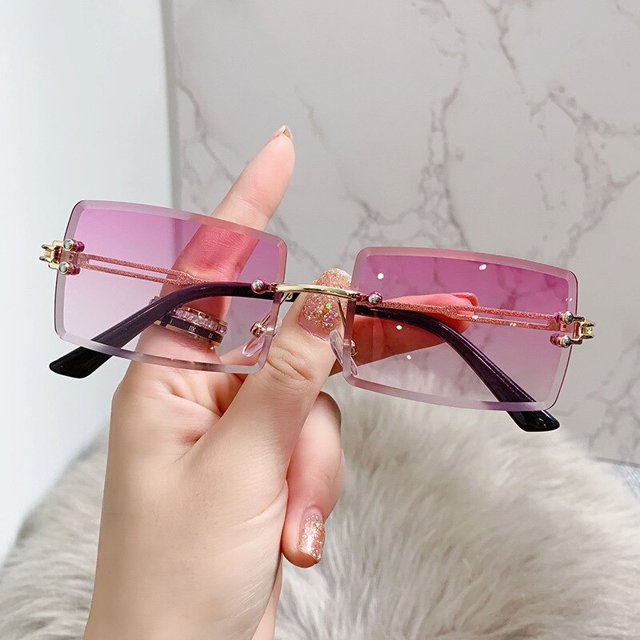 Gafas de sol rectangulares sin montura para hombre y mujer, lentes cuadradas sin marco, ultraligeras, Estilo Vintage, Unisex, novedad de 2022 Fivean unisex