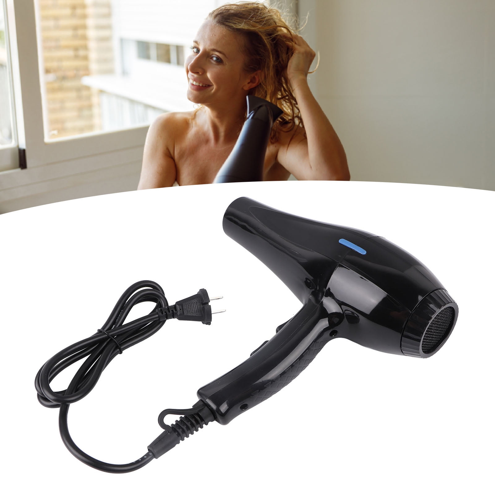 Negative Ionic Hair Dryer Quick Drying Low Noise Hair Blow Dryer for Home Use Black US Plug 110V