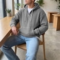 thumbnail image 5 of Homeyce Men's Quarter Zip Hoodie Waffle Knit Pullover Long Sleeve Casual Loose Fit Sweatshirt Hooded Tops with Pockets,Gray L, 5 of 5