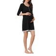 thumbnail image 4 of INSPIRE CHIC Womens Pajamas 3/4 Sleeve Lace Trim Nightgown Lactation Maternity Nightshirts Loungewear, 4 of 5