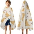 thumbnail image 3 of Golden Retriever with Bones and Paws Hooded Bath Towel，50"x30" for Ages 3 To 12 Kids, Quick Dry Lightweight Soft Microfiber Hood Beach Towel Cover Up for Kids, 3 of 7