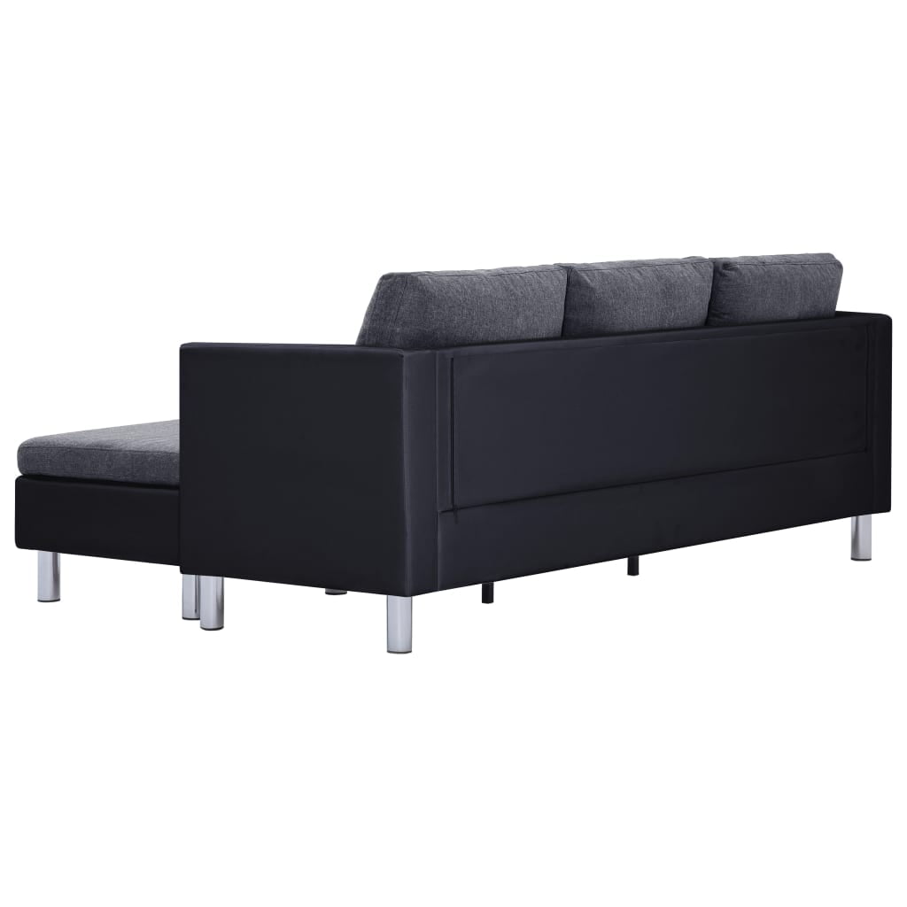 Kepooman Home L-Shaped Faux Leather Sectional Sofa with Cushions for Living Room Small Space, Black & Dark Gray Kepooman Home L-Shaped Faux Leather Sectional Sofa with Cushions for Living Room Small Space, Black & Dark Gray