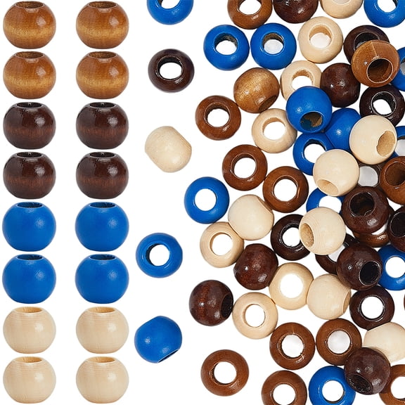 20MM 80PCS Colorful Wood Beads with Large Holes Spray Painted Round Rondelle Black White Brown Blue Wooden Loose Spacer Bead