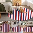 thumbnail image 6 of 5ft Round Rug, Red Blue White Striped Non-Skid Rubber Backing Large Area Rugs - Living Room Bedroom Home Office, Modern Simple Stripes Indoor Floor Mat Carpets Washable Rug, 6 of 9