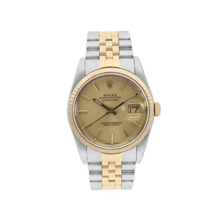Rolex Datejust 18K Yellow Gold Steel Champagne Dial Automatic Mens Watch 16233