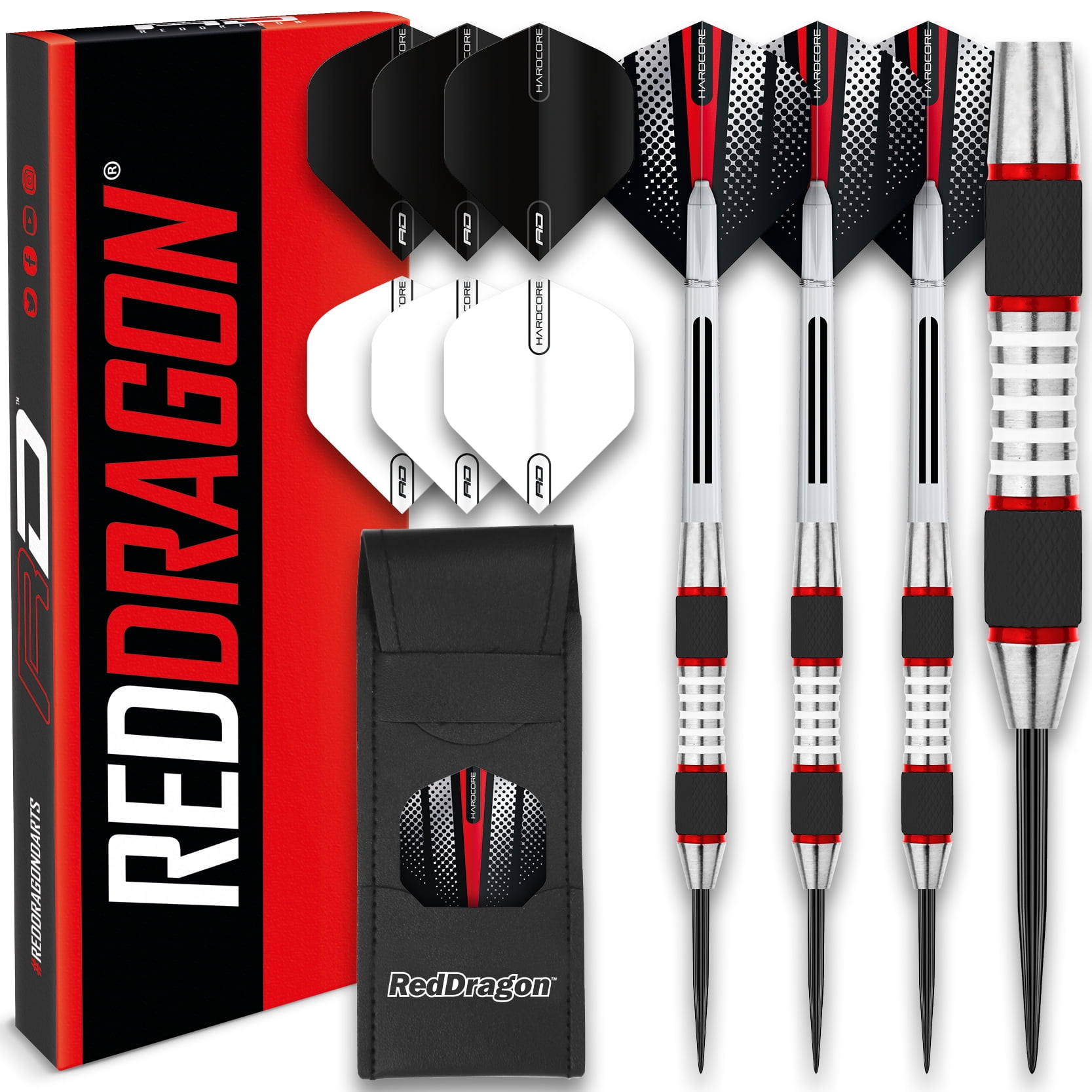 Stems RED DRAGON GT3's Tungsten Professional Darts Set with Flights And Nitrotech Shafts 