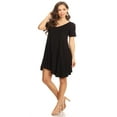 thumbnail image 2 of Women's Solid Casual Lightweight Relaxed Fit Short Sleeve Knit Tunic Top Dress, 2 of 5