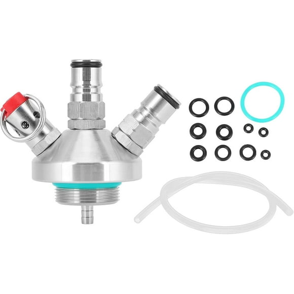 Semfeil Brew Mini Keg Dispenser Double Ball Lock Mini Keg Dispenser Stainless Steel Mini Keg Beer Growler Spear Tap Dispenser Craft Beer Growler Homebrew with 12'' beer hose