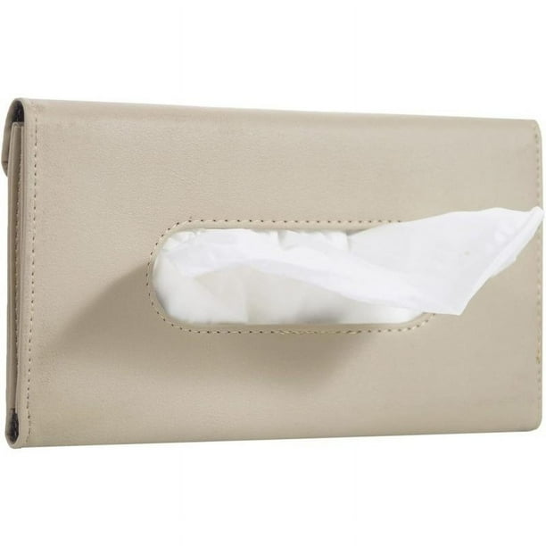 Soporte para pañuelos para visera de coche, dispensador de pañuelos de piel sintética beige, estuche colgante para enganchar en la puerta de su coche o en el bolsillo del asiento trasero, bo