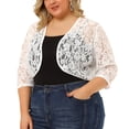 thumbnail image 2 of GRACE & GRANDEUR Juniors' Plus Size Lace Crop Shrug Cardigan, 2 of 7