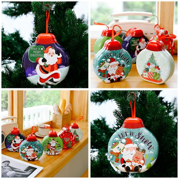 Boîte à Bonbons De Noël Boîte En Fer Blanc Ronde Maternelle Enfants Petite Boîte-cadeau Boîte-cadeau De Noël | Rakuten