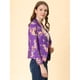 thumbnail image 2 of Allegra K Chaqueta abierta de la chaqueta del traje de la cosecha del trabajo de la oficina del frente de las mujeres Púrpura oscuro-Floral S, 2 of 6