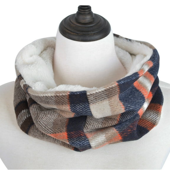 Premium Checker Plaid Soft Faux Fur Infinity Loop Circle Scarf
