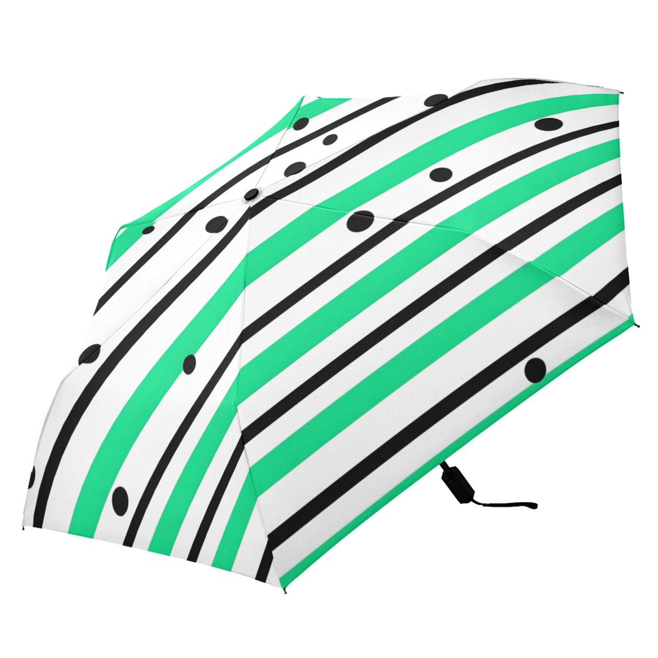 ALAZA Stripes Polka Dots UPF 50+ Compact Folding Umbrella for Rain Travel Umbrella Packable