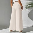 thumbnail image 4 of Xyxonk Dress Pants Women High Waisted Work Pant Plus Size Long Wide Leg Trousers with Pockets Dressy Comfy Women's Slackses, White L, 4 of 5
