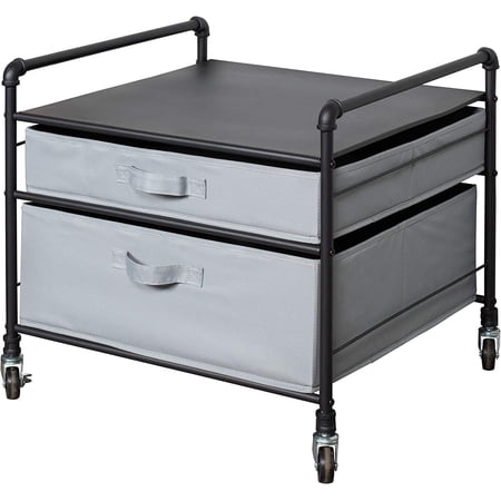 Fridge Stand Supreme - Drawer Organization - Black Frame with Gray Drawers