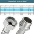 thumbnail image 3 of Uxcell 20" Faucet Supply Line Connector, G3/8 Male x G1/2 Female 304 Stainless Steel Water Supply Hose, 2 Pack, 3 of 6