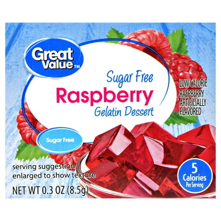 (3 Pack) Great Value Gelatin Dessert, Sugar Free, Raspberry, 0.3
