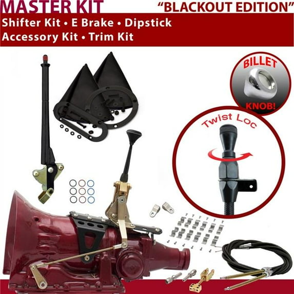 American Shifter TH200 Shifter Kit Black 6 in. E Brake Cable Clamp Clevis Trim Kit Dipstick for EC8A4