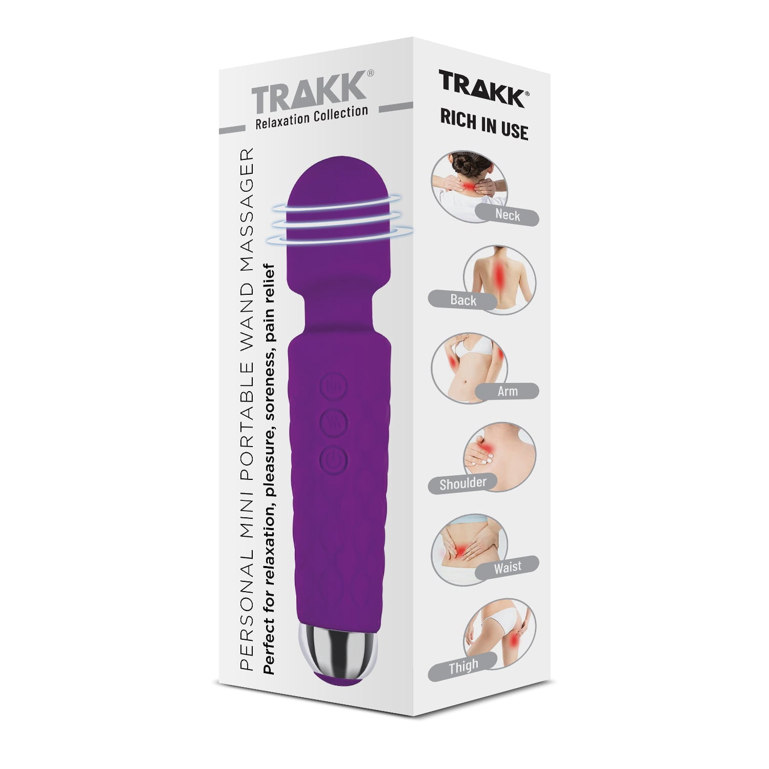 TRAKK Personal Touch Go Waterproof Cordless Handheld Massager, Purple